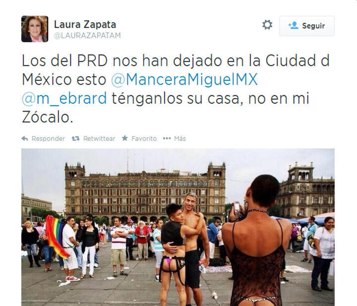 Laura Zapata pide a gays que dejen 'mi Zócalo'