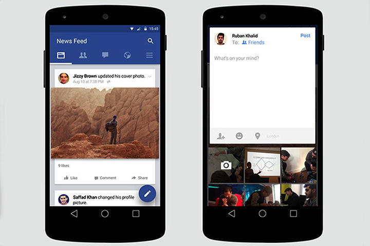 Facebook cambia apariencia a sus aplicaciones