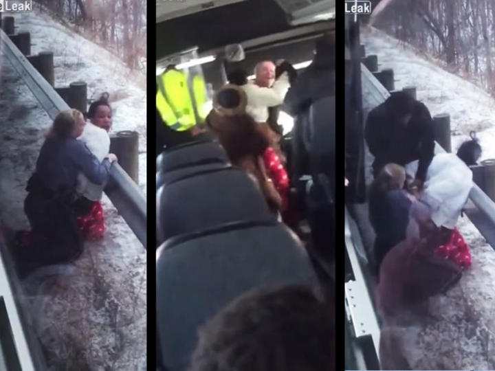 Graban golpiza de pasajera de autobús a una policía de EU