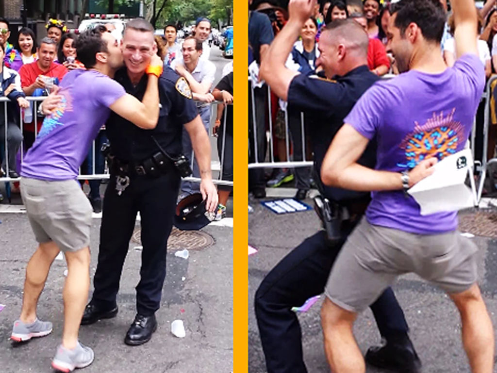 Sensación por policía que bailó en marcha gay