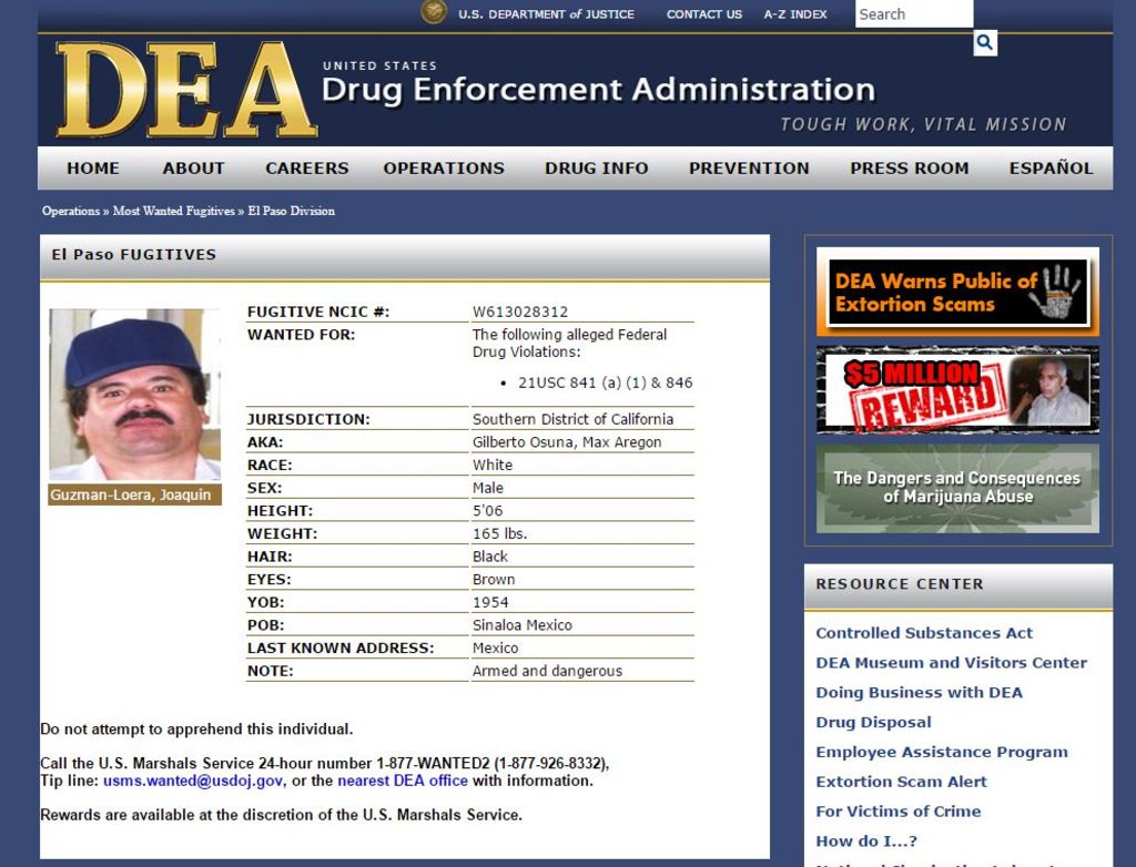 'El Chapo' regresa a lista de más buscados de la DEA