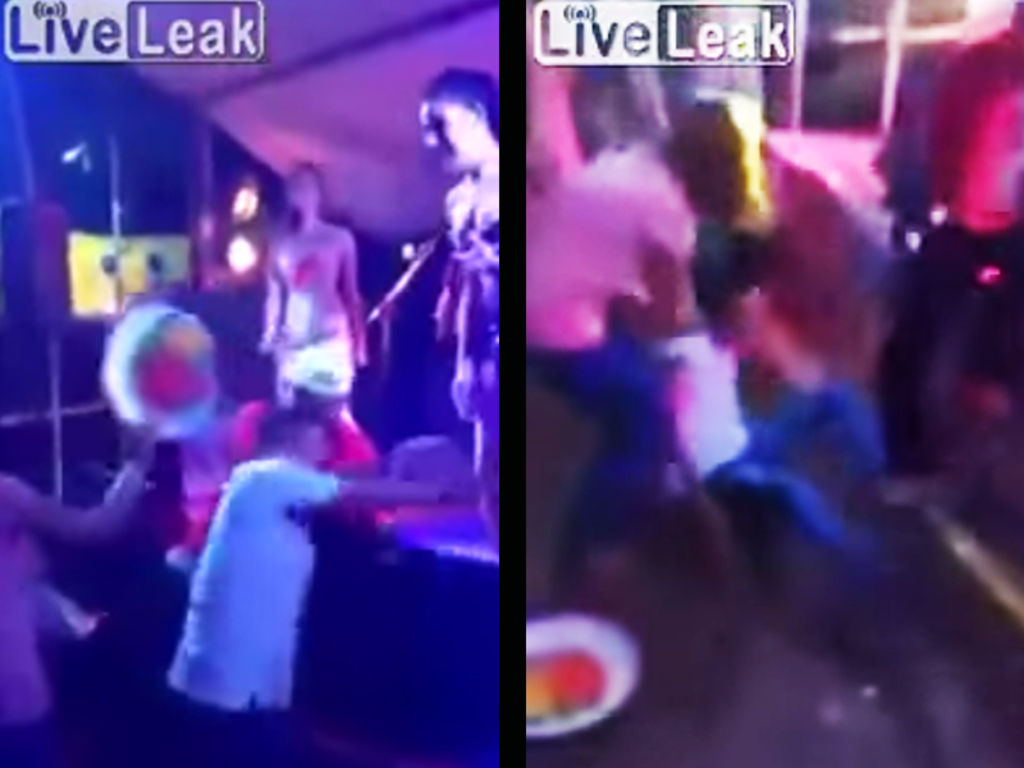 Mujer golpea a su esposo en pleno concierto
