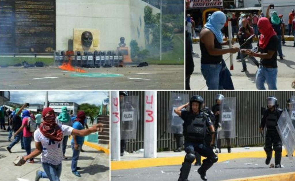 Normalistas causan daños en Congreso de Guerrero