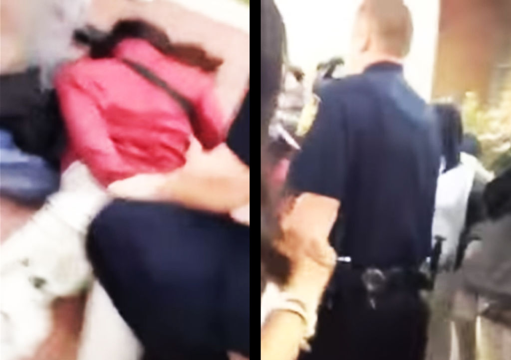 Graban brutal agresión de policía a una adolescente