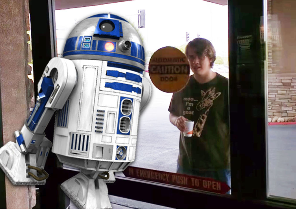 Puerta eléctrica 'enloquece' y emula a R2-D2