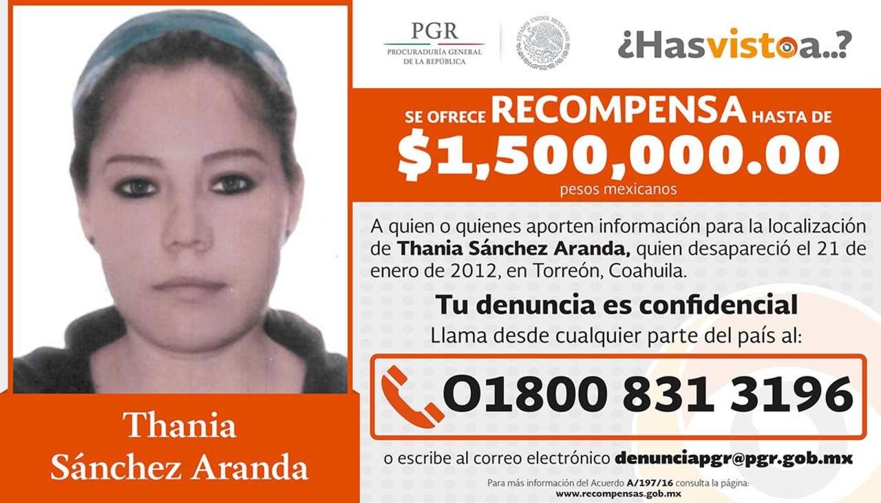 Ofrece PGR recompensa por desaparecida en Torreón