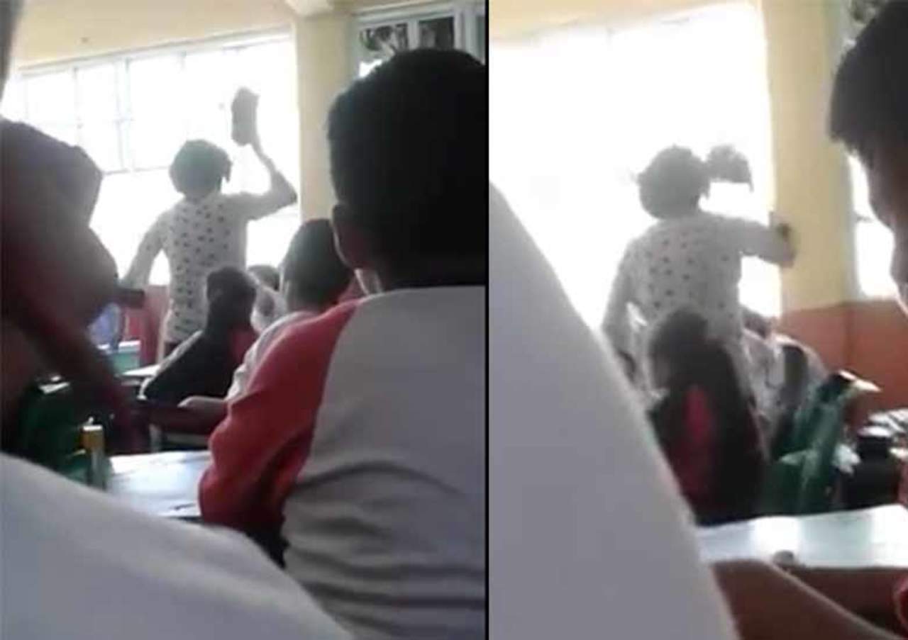 Maestra de primaria es capturada golpeando a menor