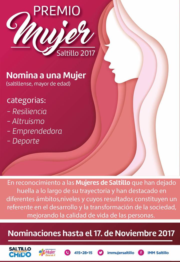 Se mantiene abierta convocatoria para el Premio Mujer Saltillo 2017