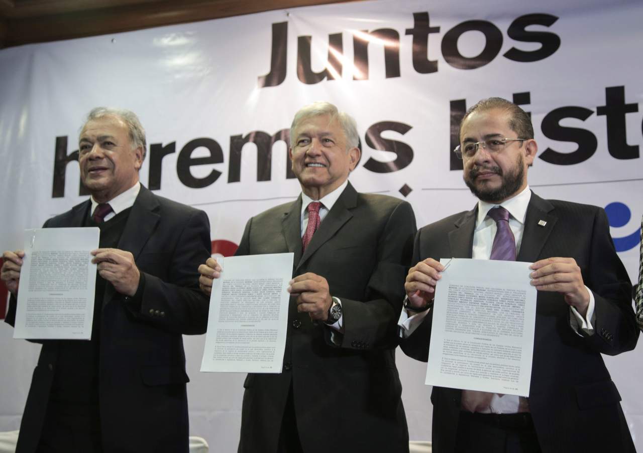 Coalición Morena, Partido del Trabajo y Encuentro Social van con AMLO
