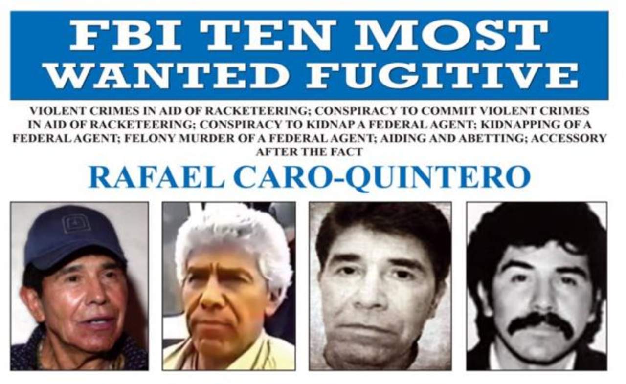 Caro Quintero está entre los 10 más buscados de FBI