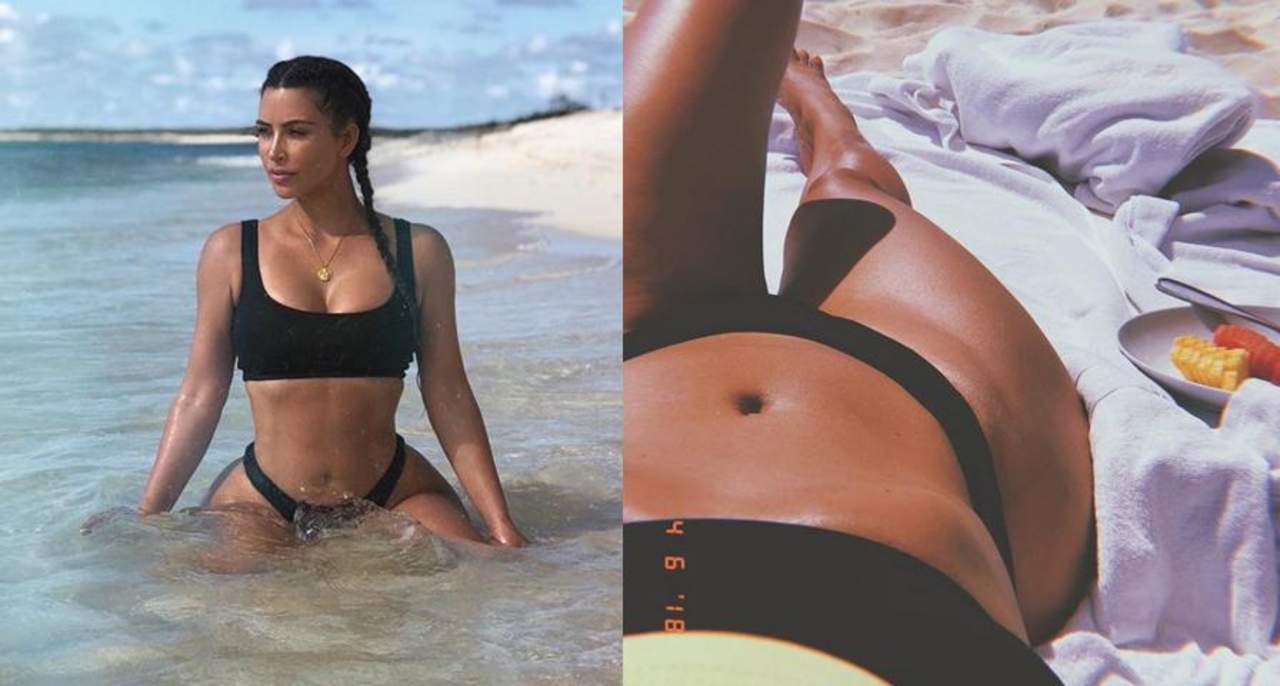 Kim Kardashian presume su figura en un diminuto bikini