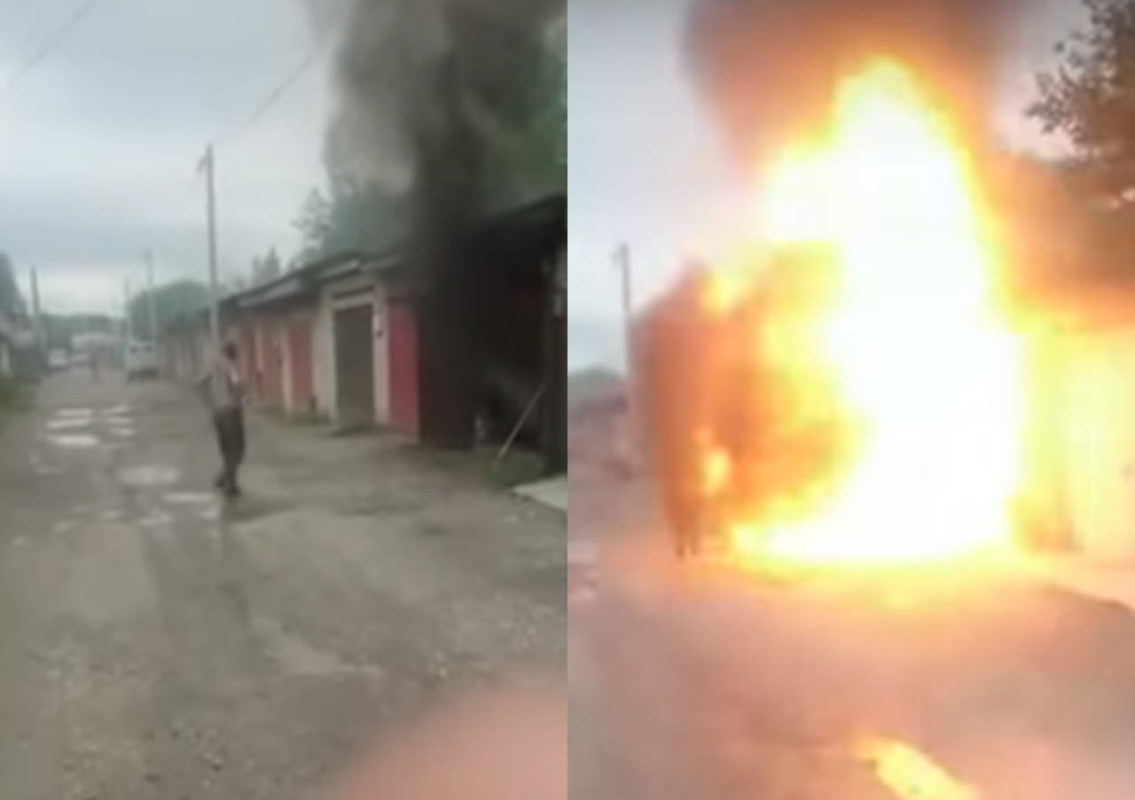 VIDEO: Sale disparado por explosión en garaje