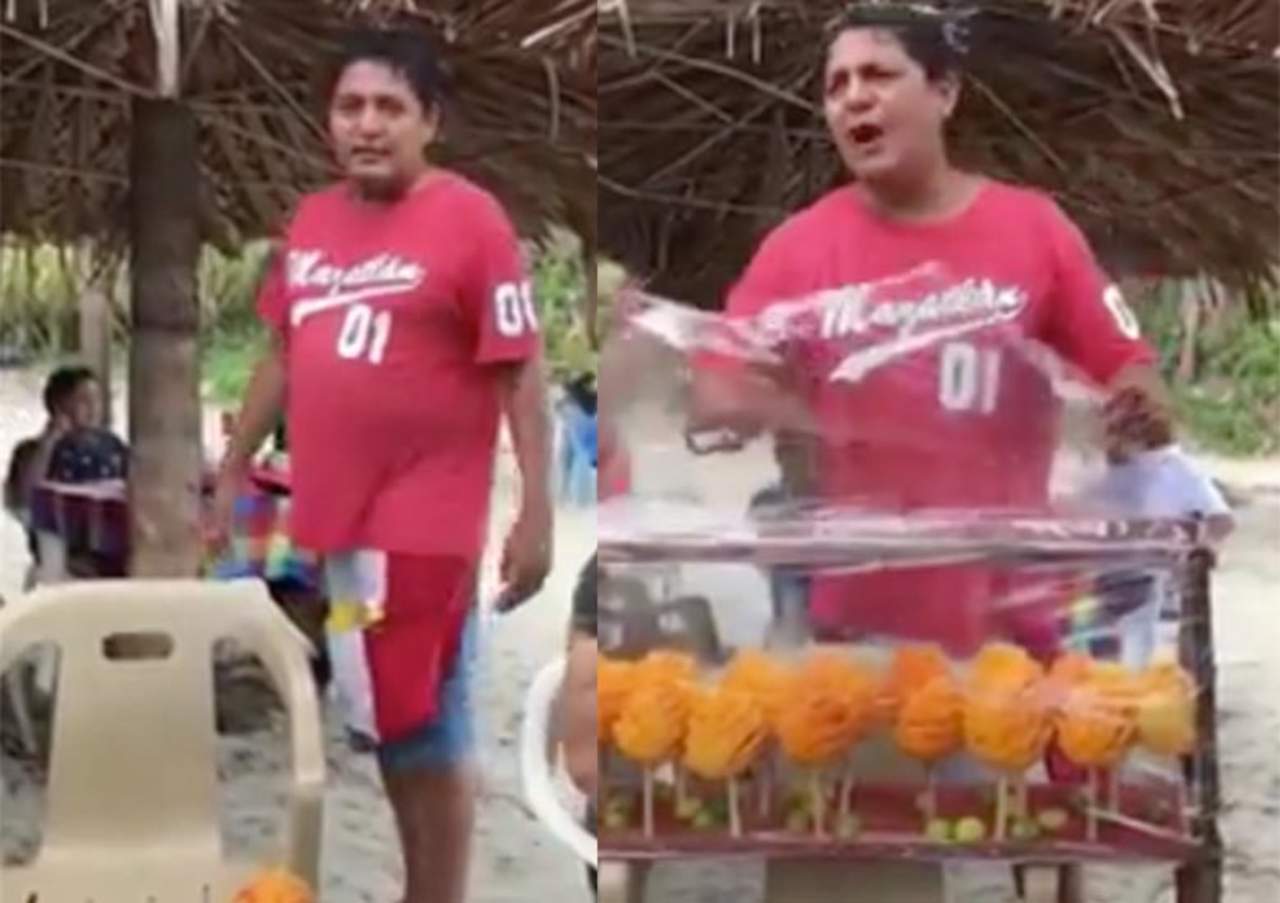 Se vuelve viral por su inusual manera de vender mangos