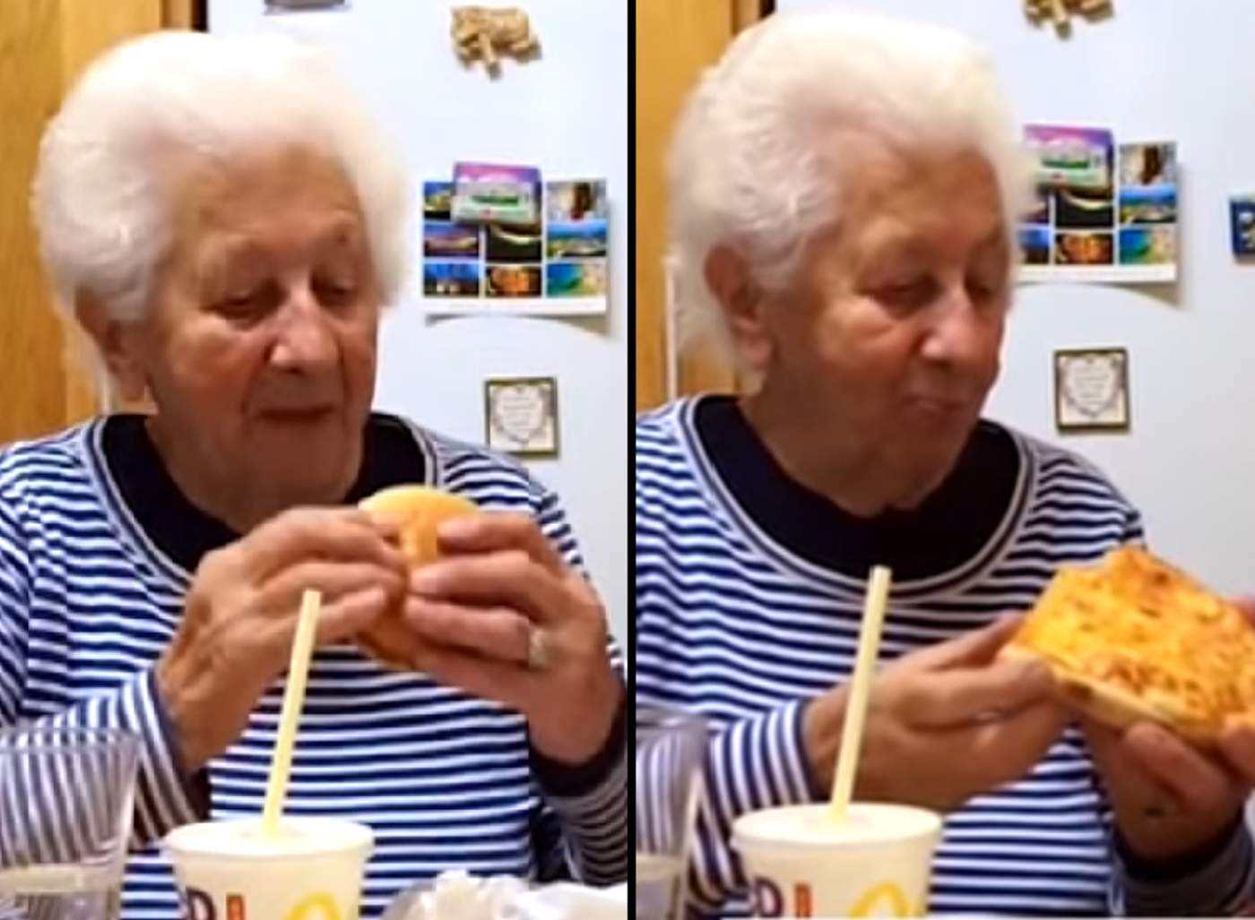 Abuela prueba por primera vez la comida rápida