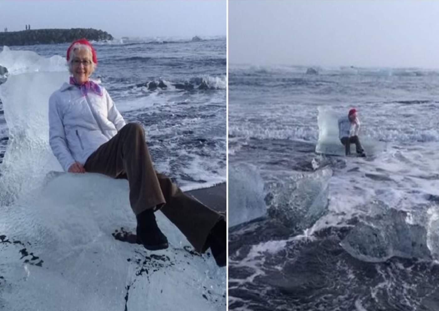 Abuela se va flotando al mar por error en un pedazo de hielo