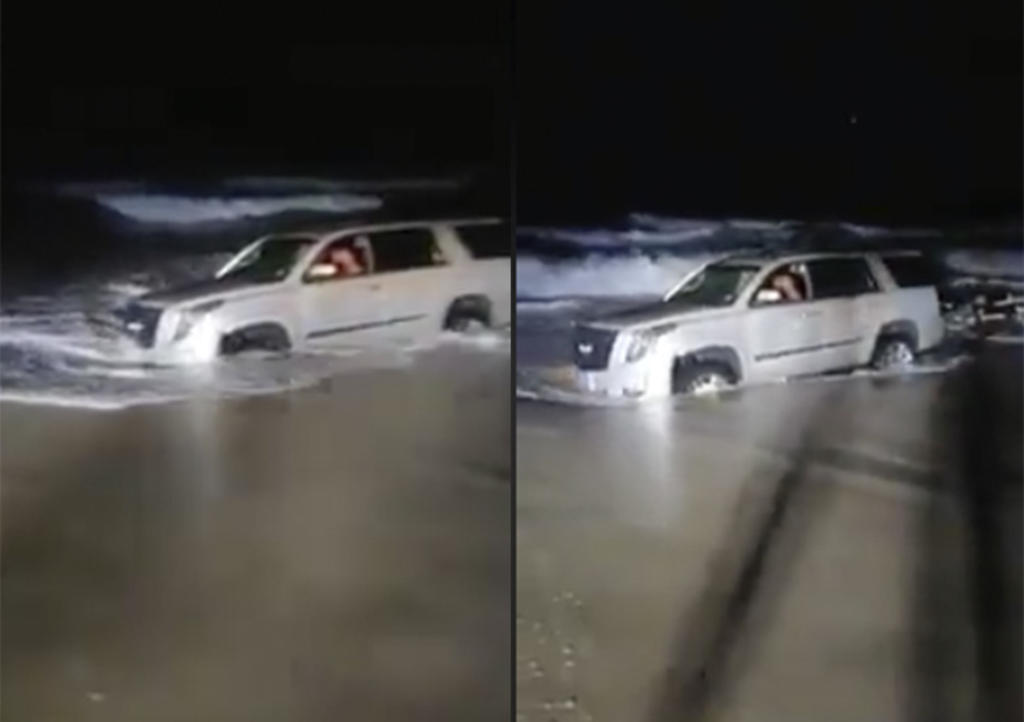 Camioneta de lujo queda varada en playa de Mazatlán