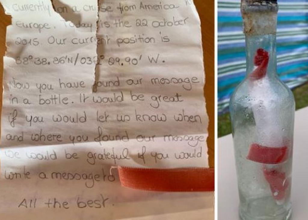 Mensaje en una botella es encontrado tras 4 años a la deriva