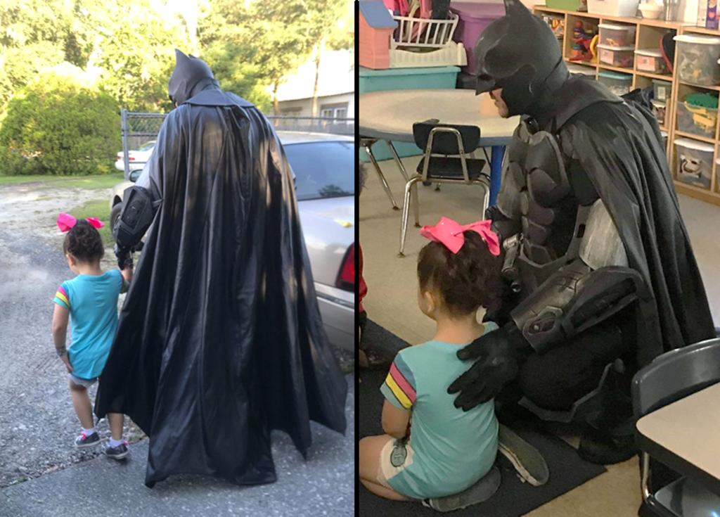 Imitador de Batman acompaña a la escuela a niña que sufría bullying