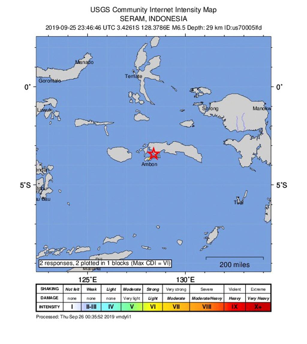 Sismo con magnitud 6,5 remece el este de Indonesia