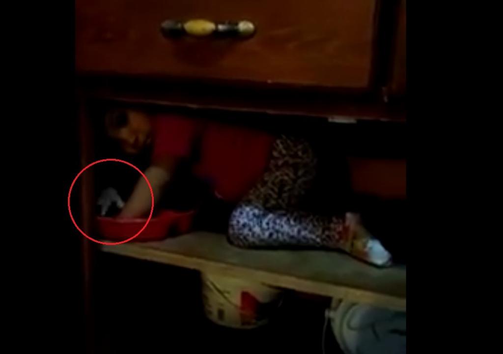 VIRAL: 'Extraña' mano aparece junto a niña en una alacena