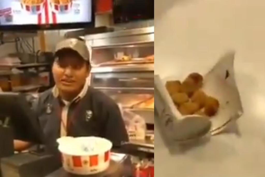 Acusa a restaurante de comida rápida por hallar cucaracha en su pollo