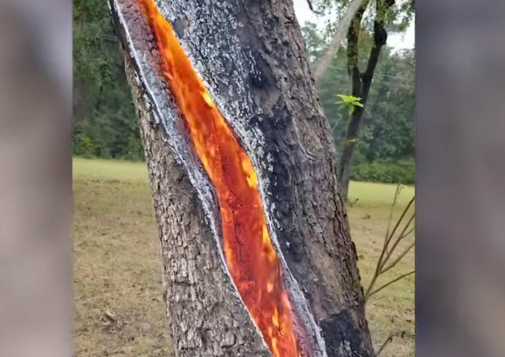 VIDEO: Así se ve un árbol incendiándose desde adentro