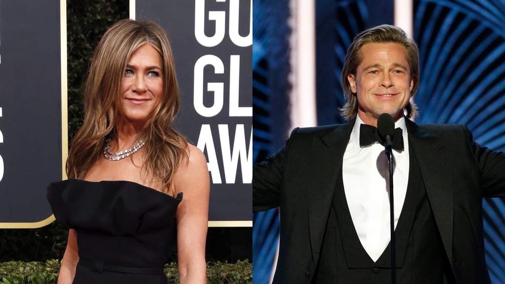 La reacción de Aniston ante la broma de Brad Pitt en los Globos de Oro