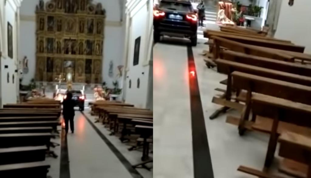 Conductor 'endemoniado' irrumpe en una iglesia al ingresar con su vehículo hasta el altar