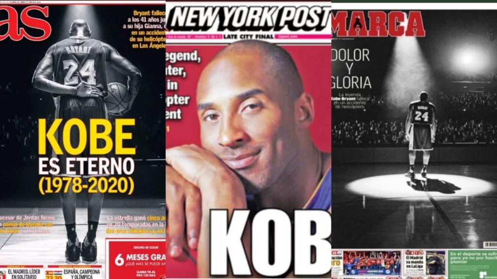 Muerte de Kobe Bryant genera emotivas portadas en el mundo