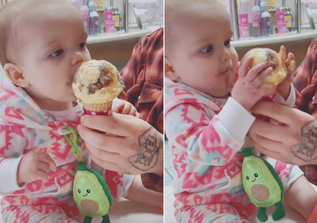 Inesperada reacción de un bebé al probar el helado por primera vez