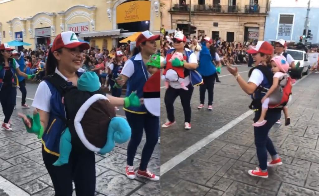VIRAL: Madres e hijos desfilan vestidos como personajes de Pokémon en Yucatán