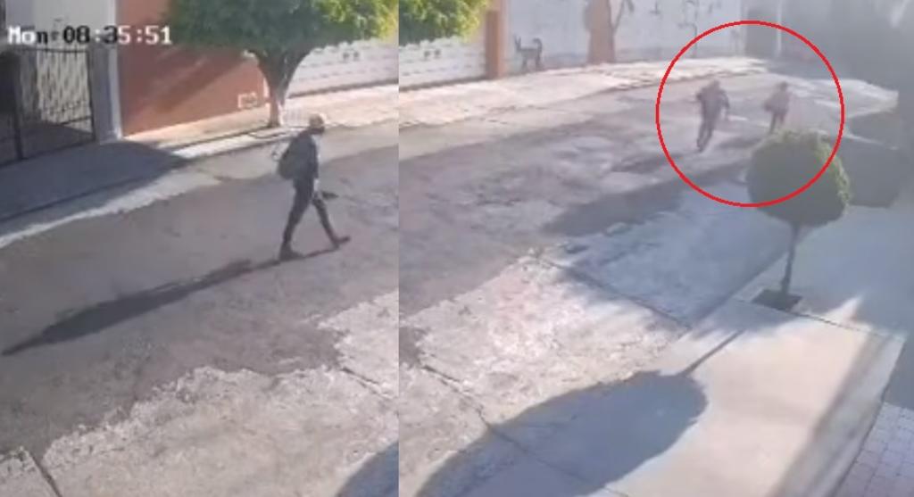 VIDEO: Hombre persigue a mujer con una pala para asaltarla