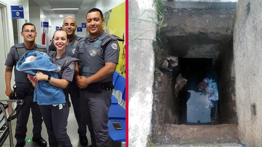 Policía brasileña rescata a una bebé abandonada en una alcantarilla