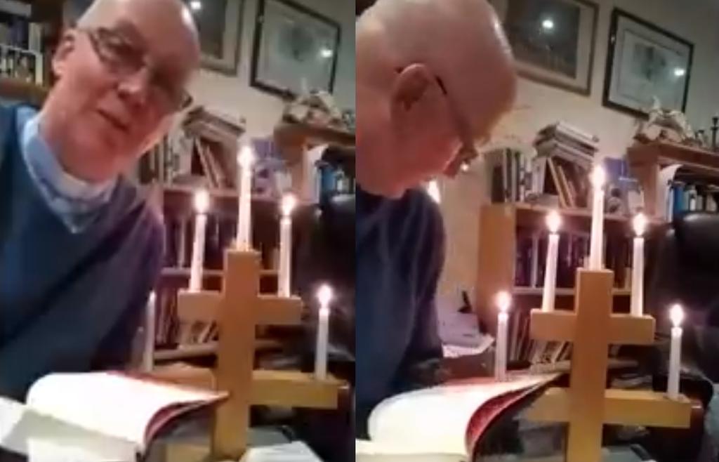 VIDEO: Suéter de párroco se quema durante sermón en línea