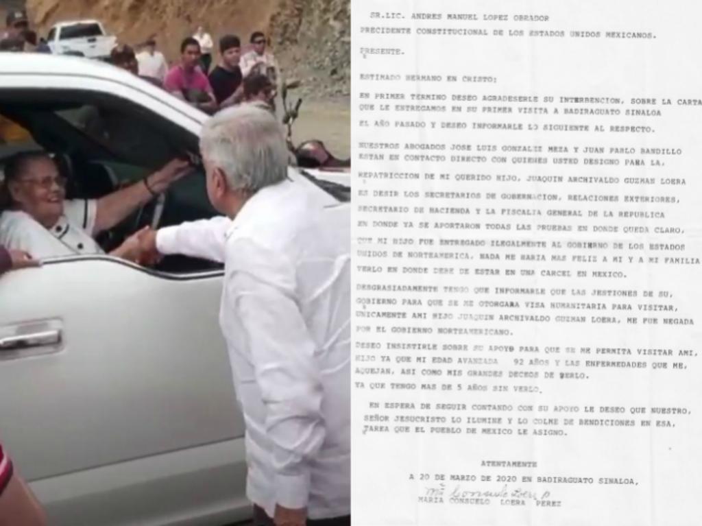 Presidencia difunde nueva carta de madre de 'El Chapo' a AMLO