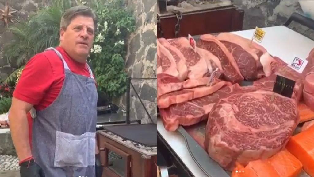 Critican a 'Piojo' Herrera tras preparar costosos cortes de carne
