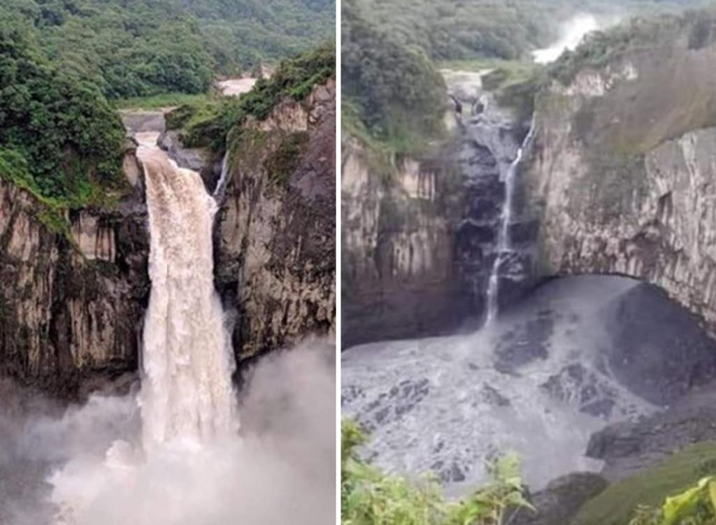 Esta cascada en Ecuador desapareció por un agujero en la tierra