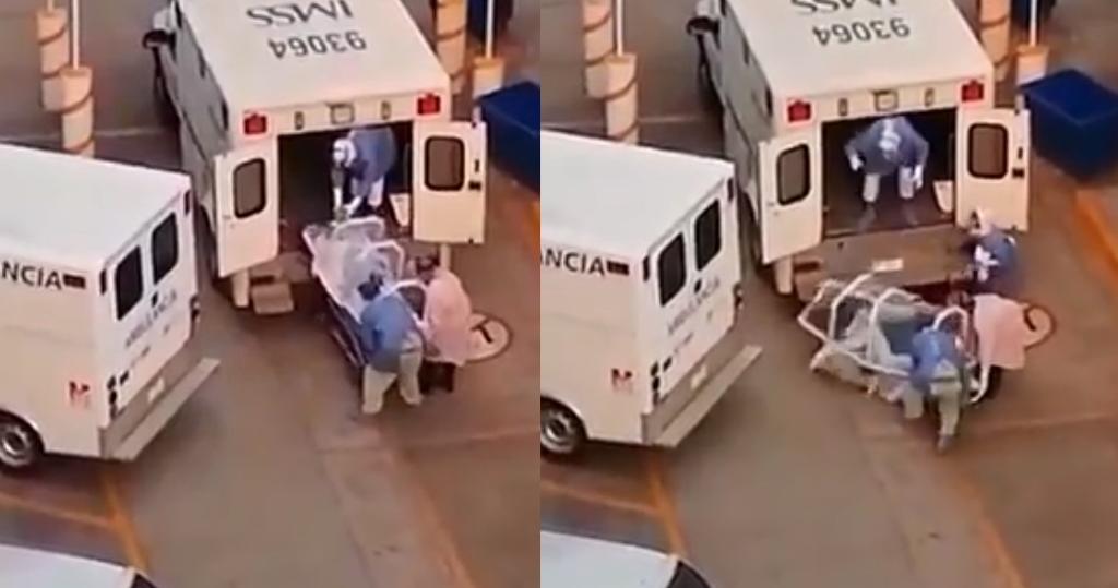 VIDEO: Cae paciente de ambulancia y el IMSS se disculpa por ello