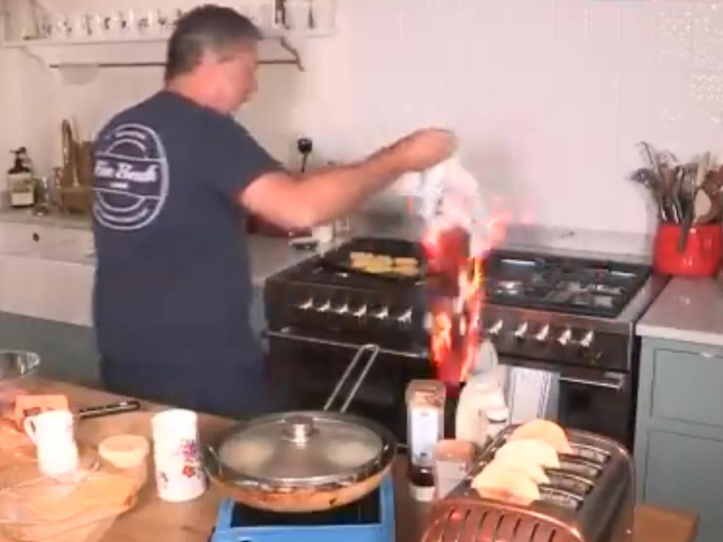Chef casi provoca un incendio durante programa de televisión