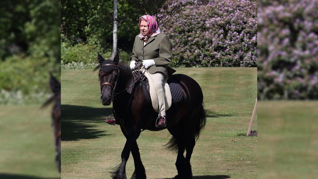 Reina Isabel II es captada montando a caballo durante confinamiento