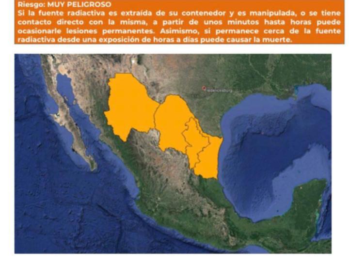 Alertan a estados de norte del país por extravío de fuente radiactiva