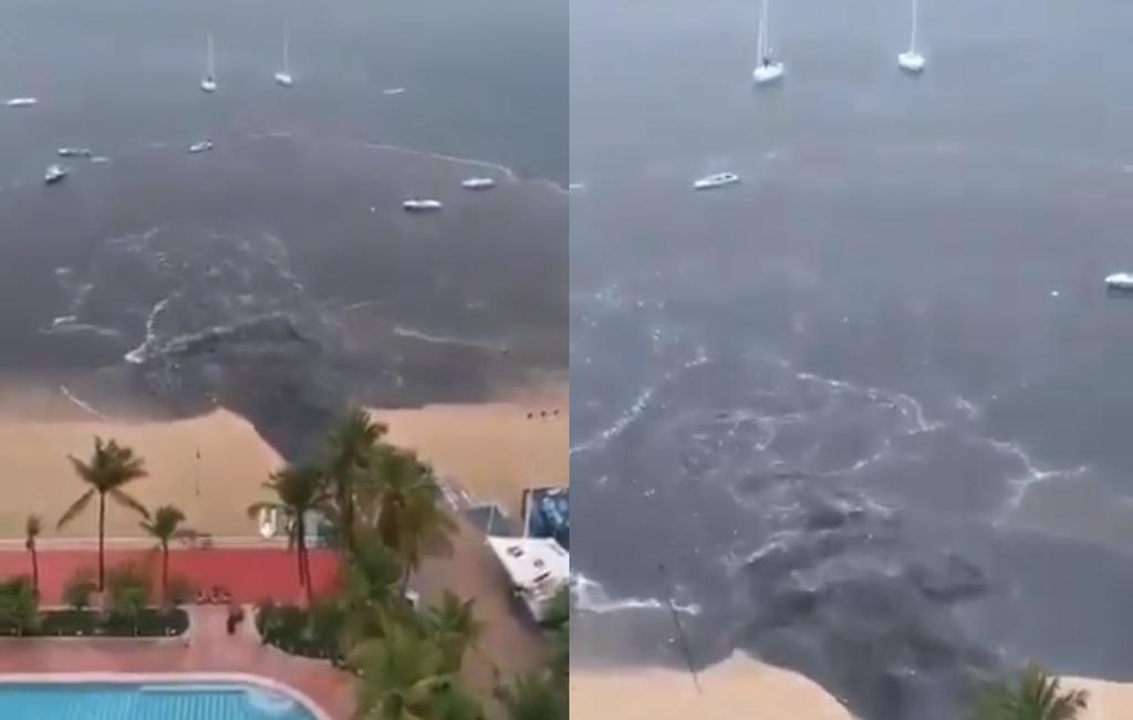 VIDEO: Aguas negras son descargadas en playa de Acapulco