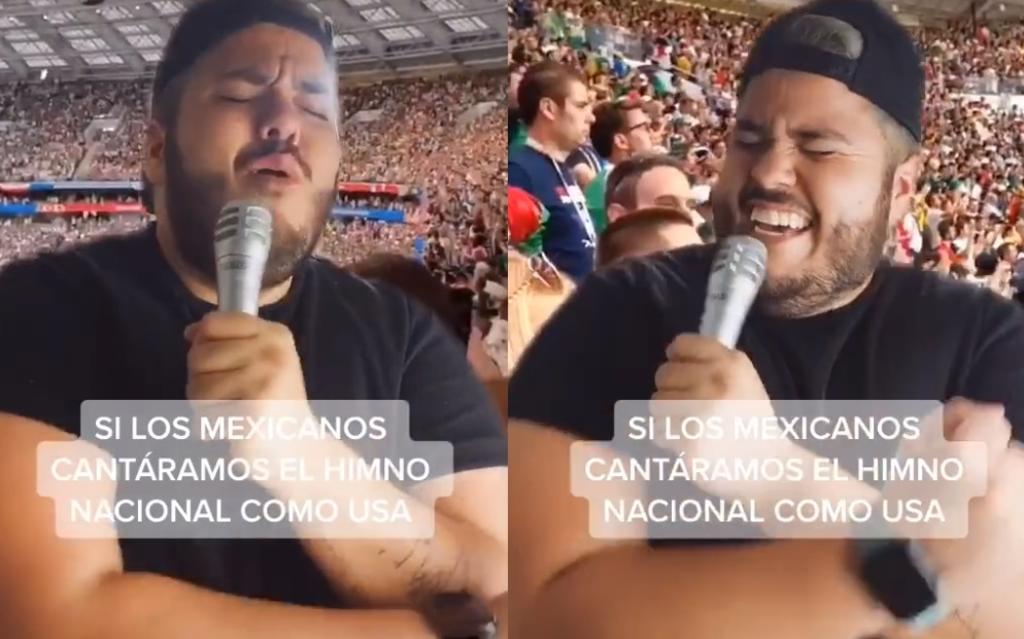 Se vuelve viral al 'cantar' el Himno Nacional 'como en Estados Unidos'