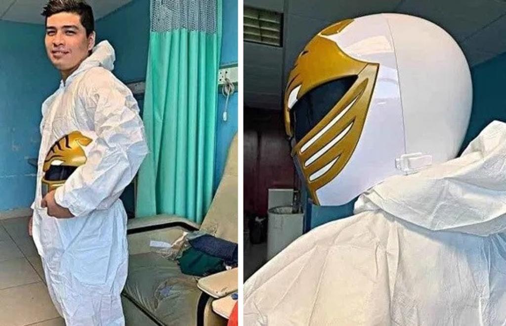 Camillero se disfraza de Power Ranger para animar a pacientes en Veracruz