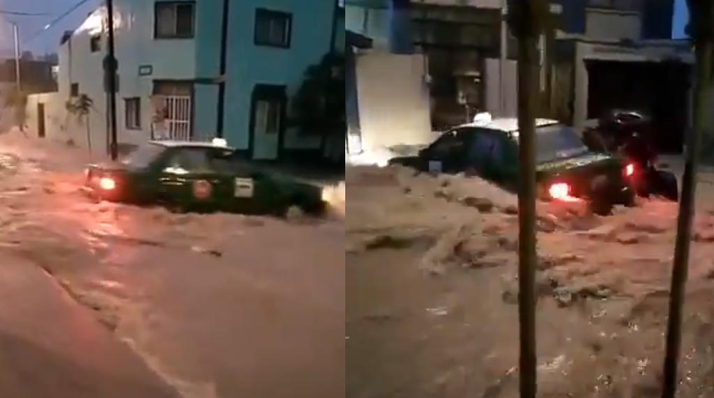 Taxi es arrastrado por la corriente en Santa Catarina durante paso de 'Hanna'