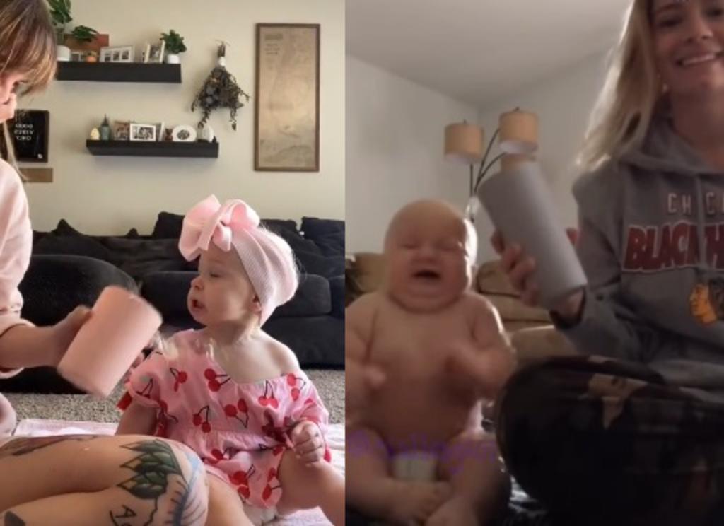 Water Bottle Challenge, padres mojan a bebés para ver su reacción