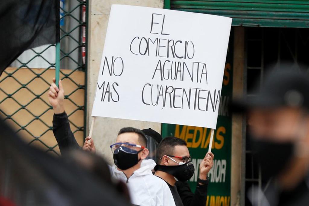 Protestan en Bogotá contra nueva confinamiento que 'sepulta' comercio mayorista