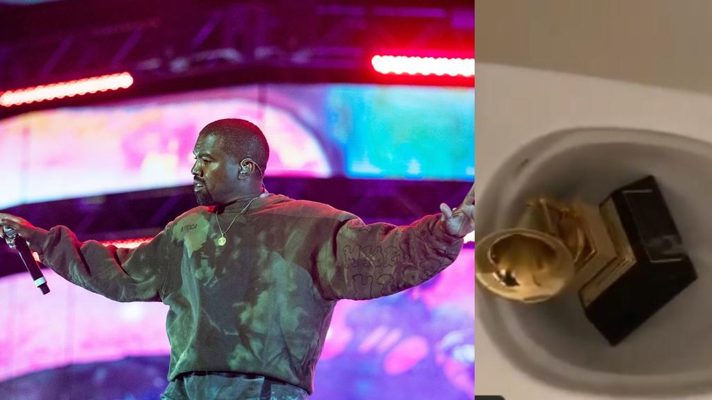 Kanye West pone un Grammy en el escusado y lo orina