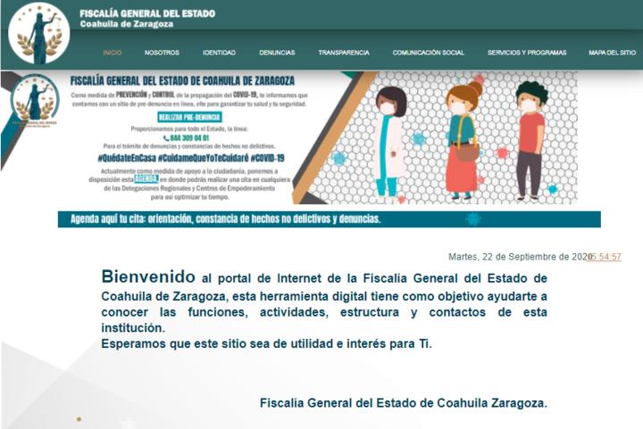 Fiscalía de Coahuila presenta plataforma electrónica ‘Agenda tu cita’