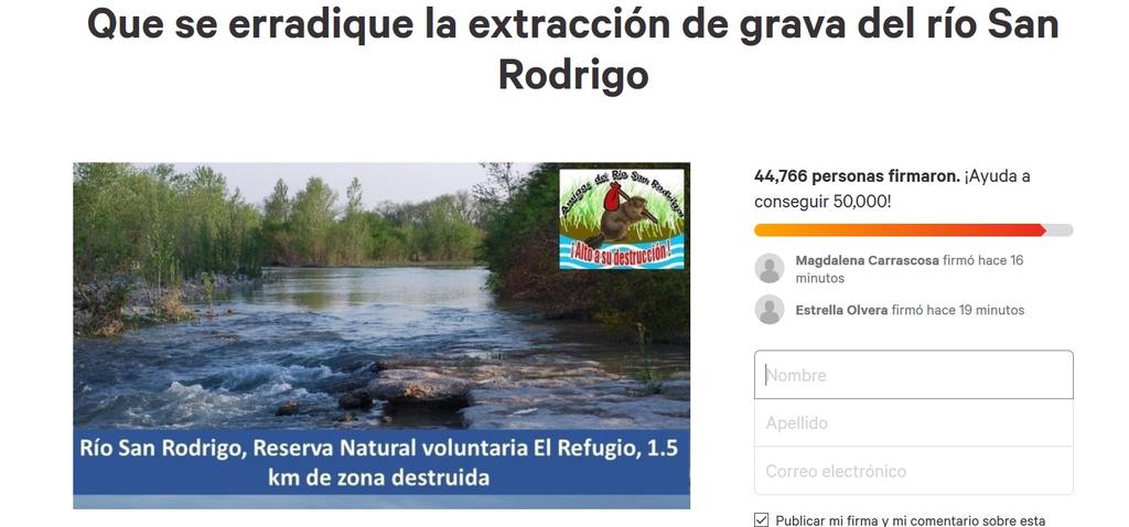 Supera las 44 mil firmas petición para erradicar la extracción de grava del río San Rodrigo